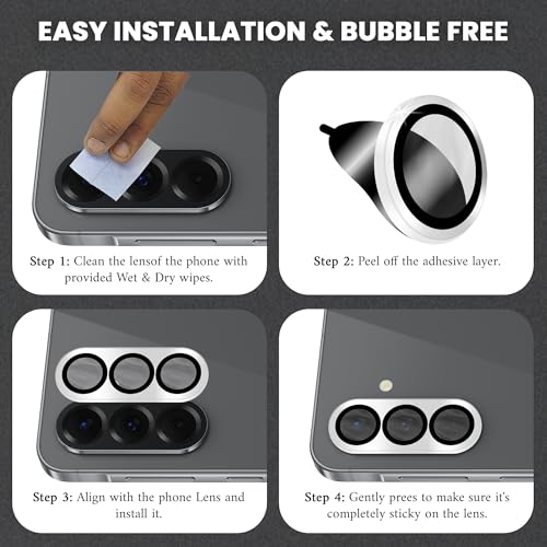 Image of FIRST MART Silver Camera Ring Guard Protector for Samsung Galaxy A56 and Samsung A36 | Tempered Glass with Metal Alloy Rings, HD Clear, Scratch Resistant, Case-Friendly | Pack of 1