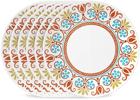Corelle Global Collection Vitrelle Dinner Plates Set, Triple Layer Recycled Glass, Lightweight Eco-Friendly 10-1/4-In Plates Set, Terracotta Dreams (Pack of 6)