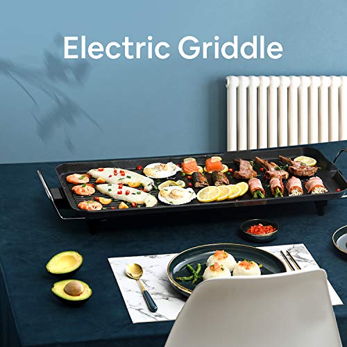 Everyday Nonstick,Electric Griddle,Grill,Suitable for Pancakes,Burgers,Eggs,Healthy-Eco,Non-stick Coating,Hassle-Free Clean Up,25in,black