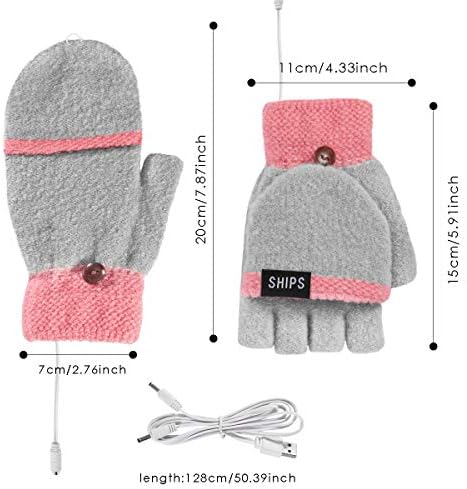 Winnfy Usb Heated Gloves Winter Warm Full& Half Finger Gloves Knitting Heating Mittens Hand Warmer Gloves Laptop Gloves For Typing
