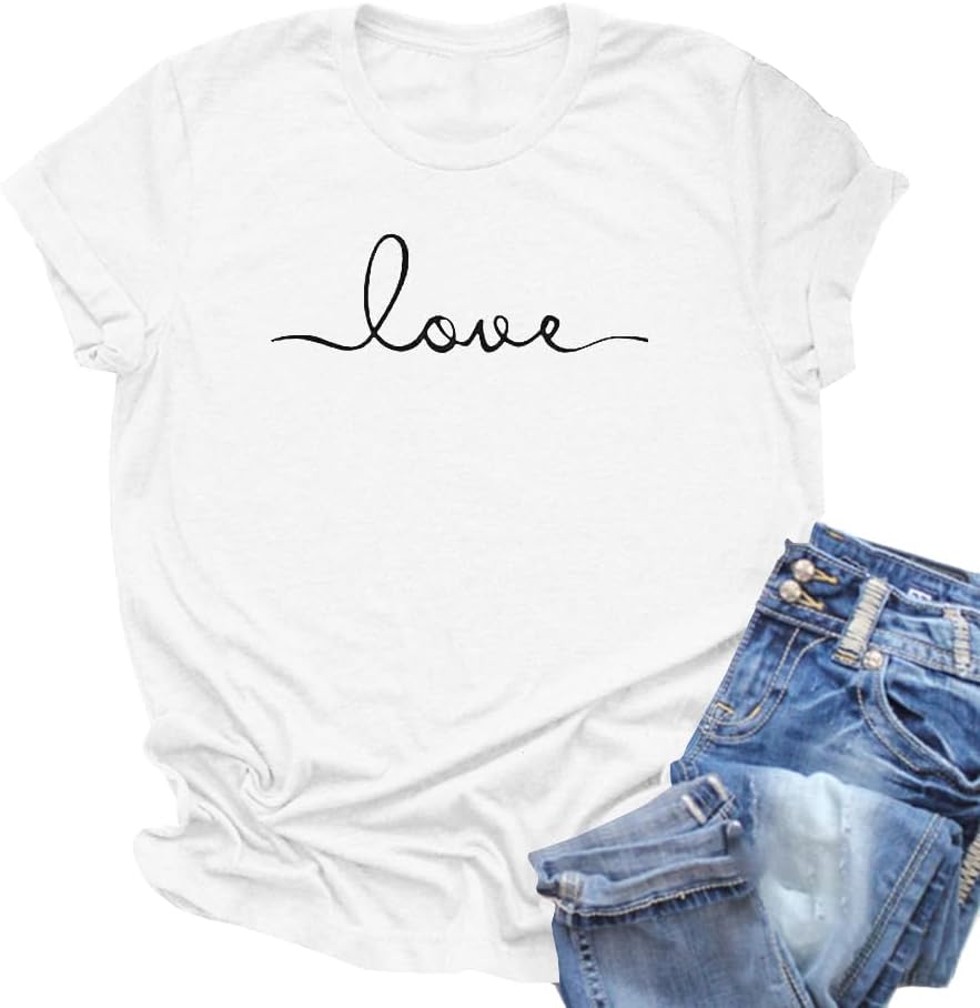 NIUBIA Women’s T-Shirt Graphic Tees Love Printed Casual Short Sleeve Tops Summer Loose Fitted Top NIUBIA Women’s T-Shirt Graphic Tees Love Printed Casual Short Sleeve Tops Summer Loose Fitted Top