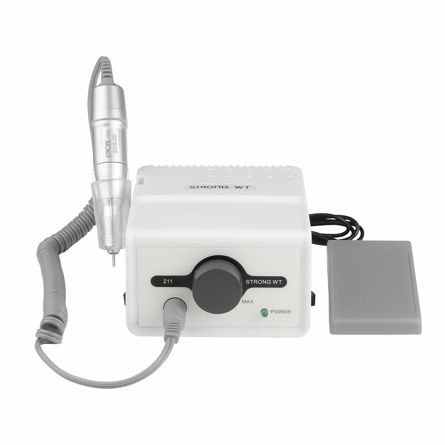 65W fuerte Max 211 taladro de uñas eléctrico para uñas acrílicas 35000RPM 120 herramientas de manicura plata equipo de laboratorio