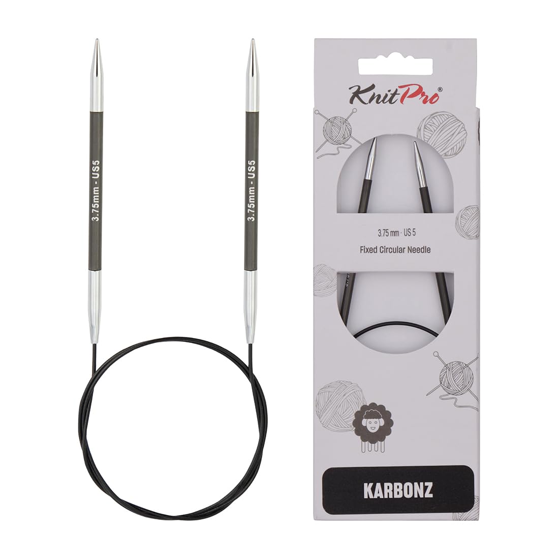 KnitPro Karbonz Fixed Circular Needles 16" (40cm) | 3.75 mm