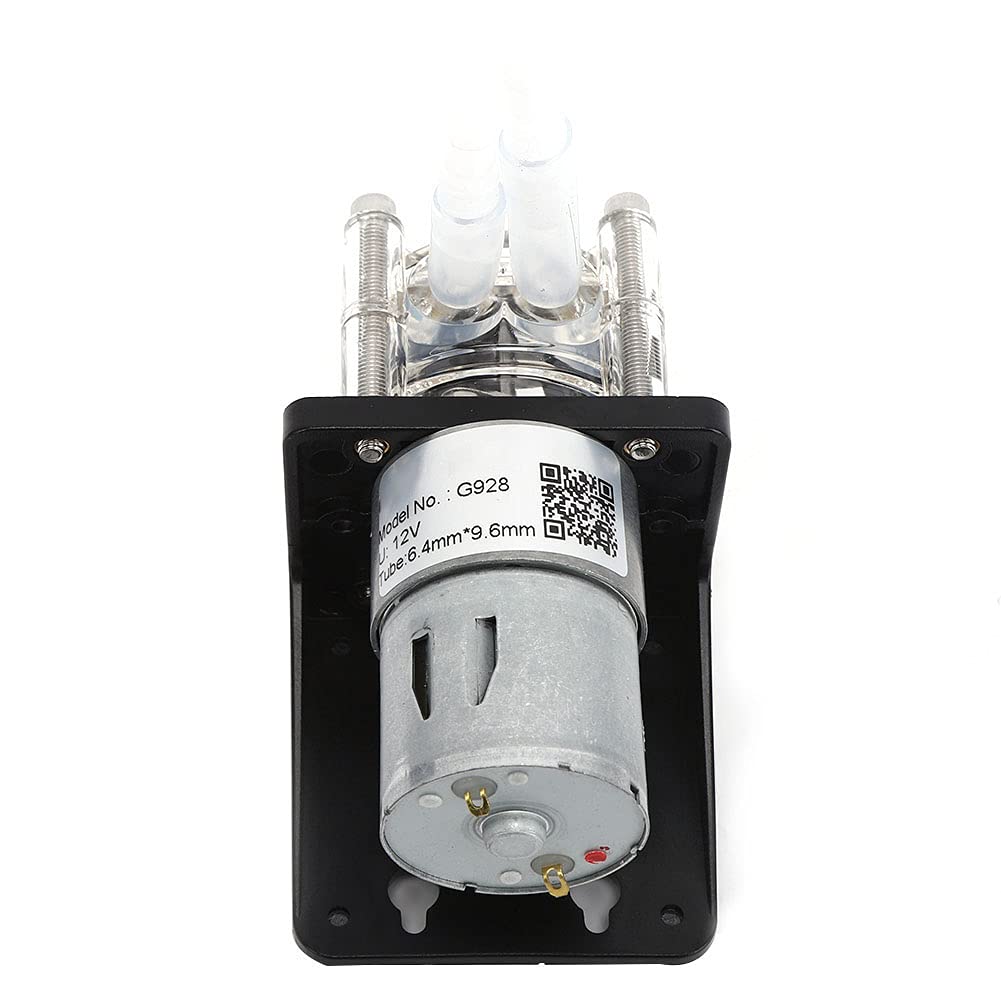 Bomba Peristáltica de Acero Inoxidable, 12V/24V DC, 500 ml/min, Cabezal Transparente PC, 3 Rodillos, con Bases y Conector, 12V