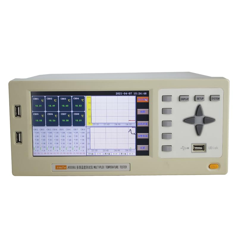 JK5000 Multi-Channel Temperature Data Logger 7 inch TFT LCD Screen Resolution 0.01℃ Measuring Range -200～1800℃ Temperature Tester (JK5000-8(8 Channels))