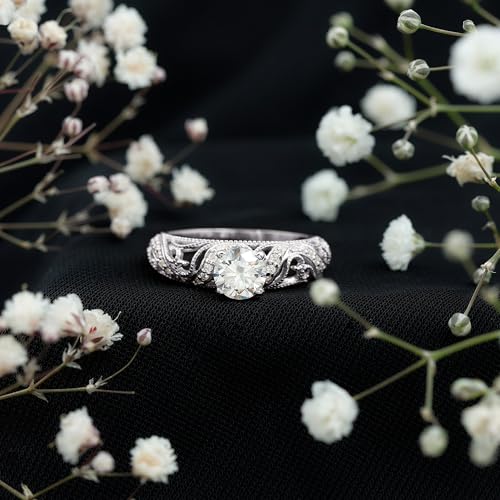 925 Sterling Silver 1.25 Carat Round Moissanite Solitaire Women Wedding Engagement Promise Ring2
