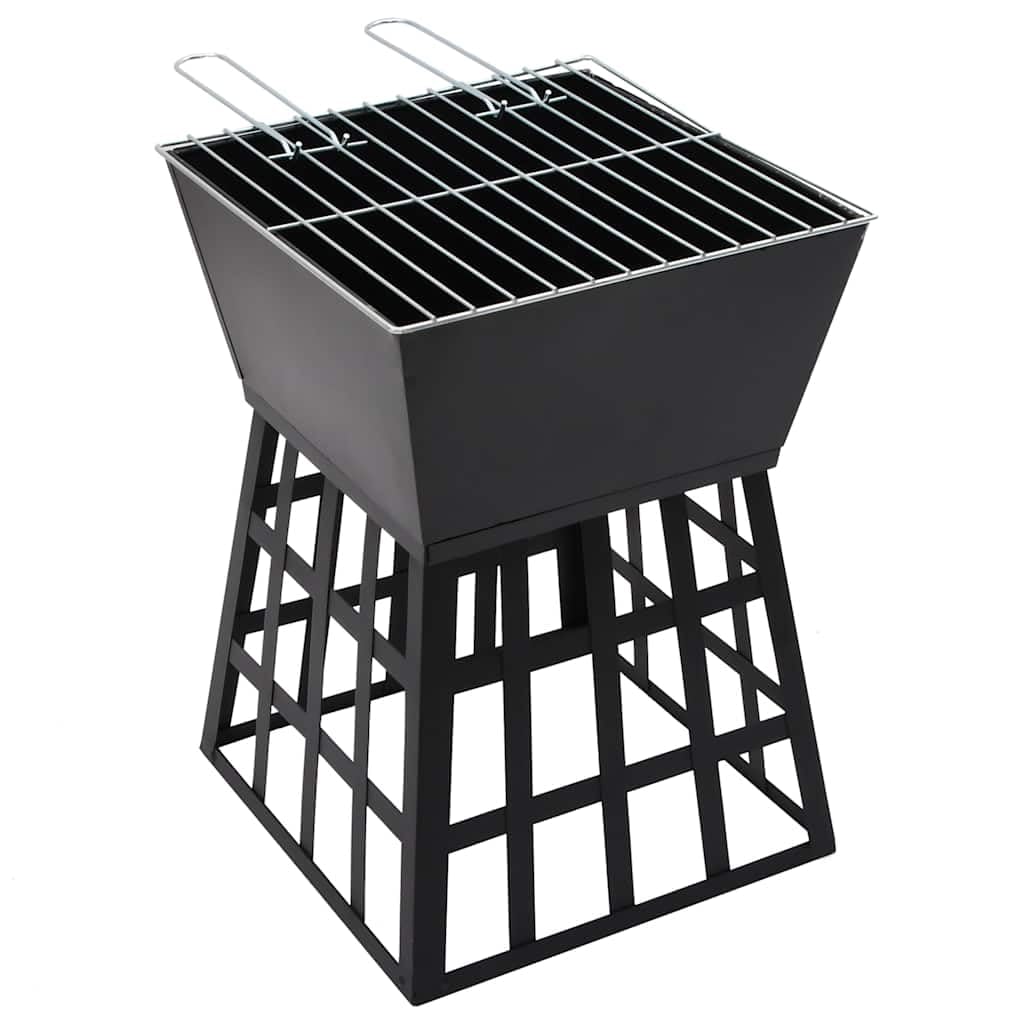 Brasero y barbacoa 2 en 1 de acero de 34 x 34 x 48 cm, independiente para terraza y exterior, con parrilla para calentar y llamar en el jardín