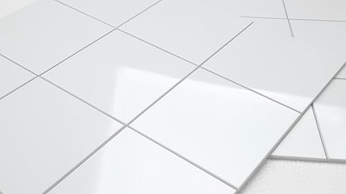 Miniatura 6 de Protector contra salpicaduras de mármol blanco para despegar y pegar para cocina, autoadhesivo de PVC en azulejos de pared con tira de metal (11.5 x