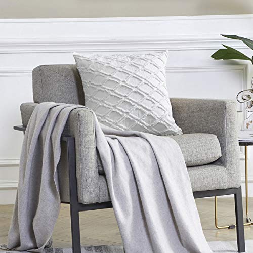 OMMATO Funda de Cojín 45x45 cm Cojines de Decorativa Algodón Fundas de Mezclilla para Sofá Silla Cama Sala de Estar Dormitorio Coche Hogar 1 Pieza Blanco Cover