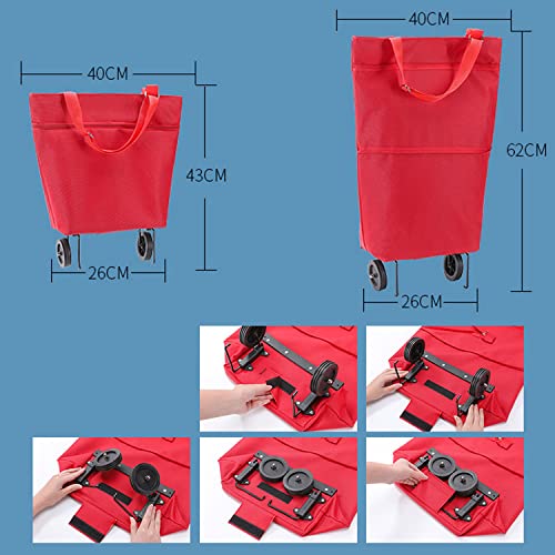 ArtsPavilion Faltender Einkaufswagen, Supermarkt-Trolley-Tasche der großen Kapazität, multifunktionale einziehbare Speicher-Wiederverwendbare tragbare Faltbare Trolley-Tasche Gray – Bild 3