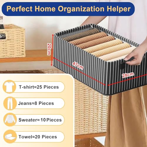 Image of CoolLeaf SB-S2 Wardrobe Organizer for Clothes with Metal Frame, Extra Large Clothes Organiser for Wardrobe, Durable 600D Oxford Fabric Cupboard Organizer for Clothes Pants Shirt Saree(27Ltr*2, Stripe)
