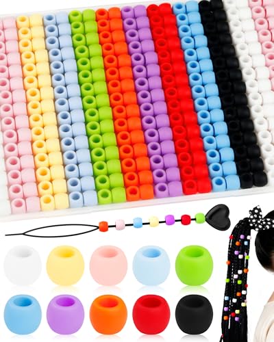 300PCS FIVEIZERO 8x10mm Small Silicone Hair Beads, Soft...