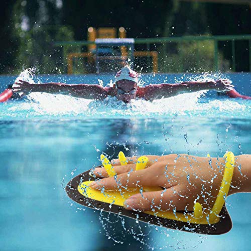 Anysoso Swimming Hand Paddles, Professional Swim Training Paddles Hand Paddles Power Paddles Swimming Training Aid Large Flat Paddles for Men Women Children(Yellow)