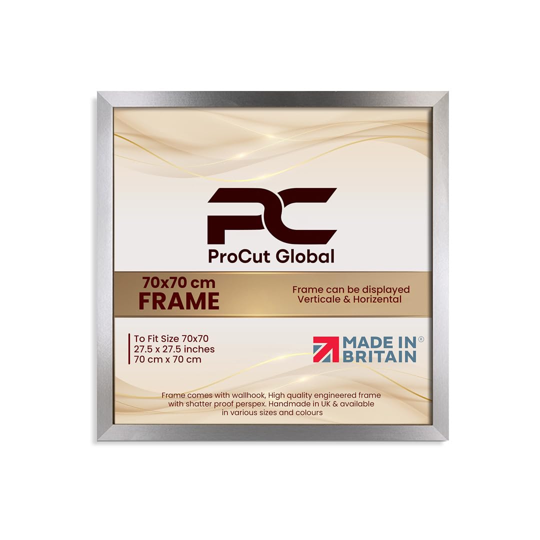 Procut Global 70X70CM Aluminium Picture Frames - Modern Wooden Photo Frame with Shatterproof Perspex for Wall or Tabletop - Perfect for Posters, Certificates, Prints - Sizes & Colors Available