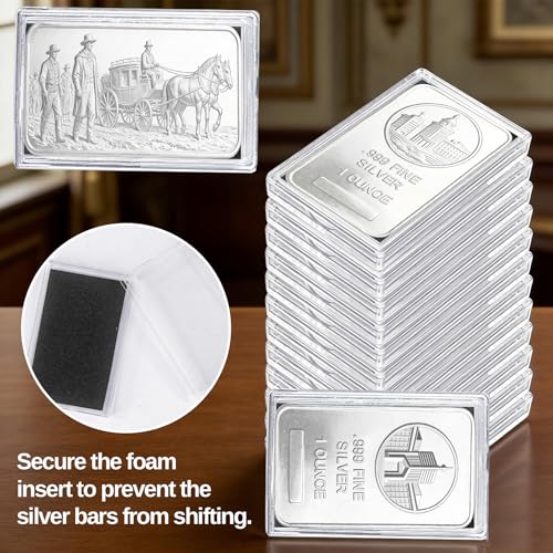 Caja para barras de plata 1 oz set 20 cápsulas transparentes miniatura 4