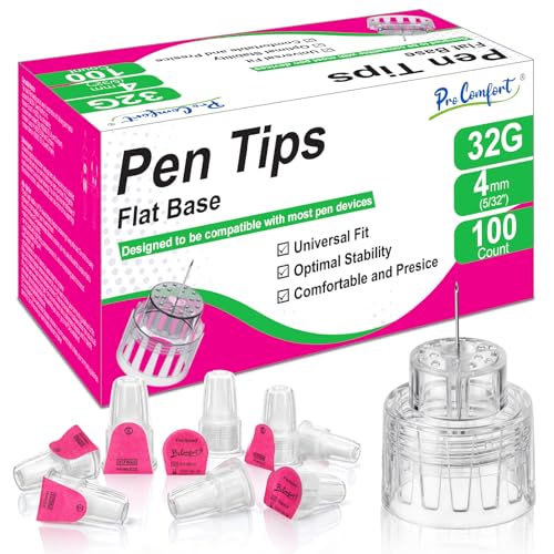 Flat Base Pen Tips 32G x 4mm Pen Tip Comfortable Wide Seat Design 100 Count