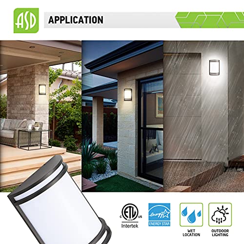 Asd Led Outdoor Wall Mount Light Fixture - Modern Oil Rubbed Bronze Wall Sconce Lighting - 15W 3000K 4000K 5000K Adjustable - Exterior Light Fixture - Front Door Lamp - Etl & Energy Star Listed 4 Pack #TOP7