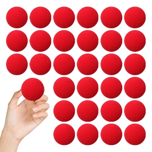 Bofanze Lot de 30 Balles en Mousse Rouges, 4,5 cm Supersoft Balles en Mousse, Boule éponge Magique Petites Boules en Éponge pour Chat, Spectacles de Magie