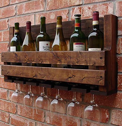 Estante de vino para pared y enfriador que ahorra espacio con portavasos colgante seguro