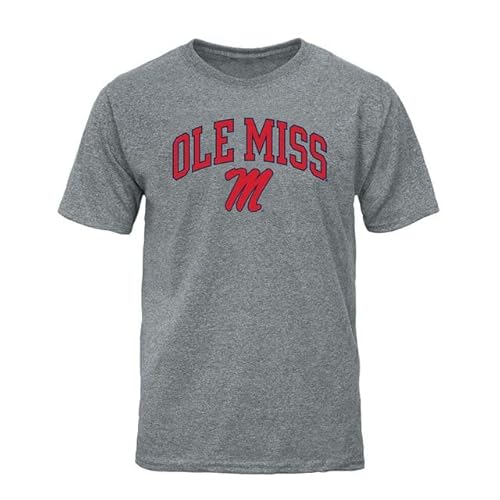 Barnesmith University of Mississippi Ole Miss Rebels Short-Sleeve T-Shirt, Spirit, Charcoal Grey, Small