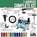 Master Airbrush Cool Runner II Cake Decorating Airbrush Kit with Dual Fan Air Compressor, 12 Color Chefmaster Food Coloring Set, 3 Airbrushes, Cleaning Brushes, Holder & How-to Air Brush Manual