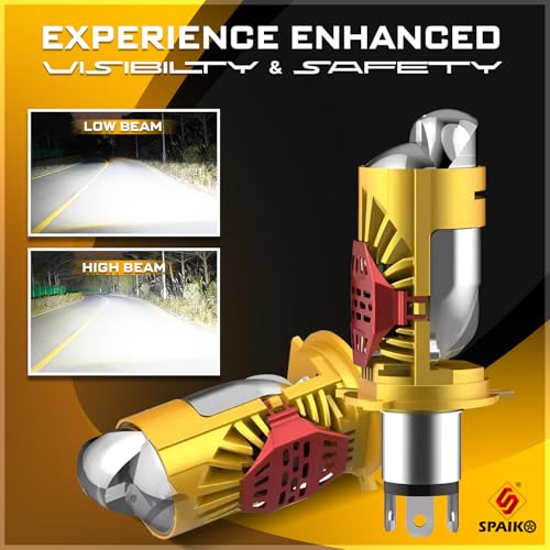Image of H4 LED Headlight Bulb with Mini Projector Lens 90W 15000LM - 6000K Super Bright White Dual Beam for Car, Bike & Scooty - Plug & Play Waterproof High Power LED Light