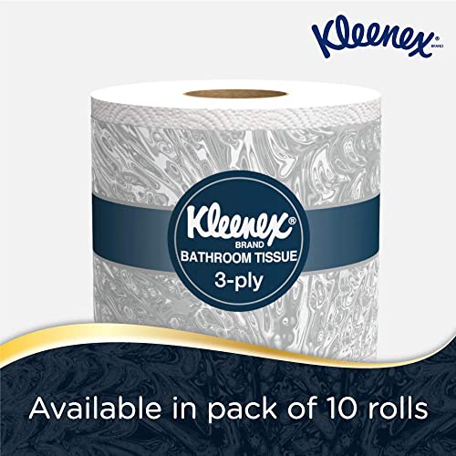 Image of Kleenex 3 ply Toilet Paper Tissue Roll, 10 Rolls, 240 Pulls /Roll (Total 2,400 Sheets) (82026) and Kleenex Pop-Up Paper Hand Towel Box, 120 Pulls (17011A)