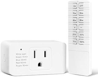 Plug in Dimmer Switch for Lamp with Timer, Remote Control Dimmer Switch Outlet, Used for Dimmbale Bulbs, Floor Lamp, Indoor String Lights, Battery Included, 100ft RF Range, FCC Certified