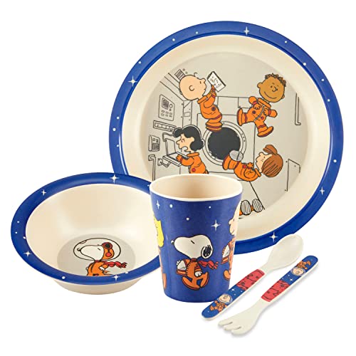 Image of Two Bros. Repellent NOVIIML leware Set with Dinner Plate, Bowl, Cup, Fork & Spoon- BPA-Free Blue Toddlers Feeding Set- Great Gift for Kids