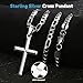 MILACOLATO 925 Sterling Silver Cross Necklace Beveled Edge for Men Women 5mm Diamond-Cut Durable Stainless Steel Figaro Link Chain Cross Necklace Crucifix Pendant Necklace Jewelry 30 Inches