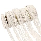 Rainmae 30M Spitzenband Vintage Beige Spitze-Borten Baumwolle Dekoband Spitze Zierband Spitzenstoff Spitzenborte Geschenkband für Hochzeit Deko DIY-Handwerk Scrapbooking Geschenkbox