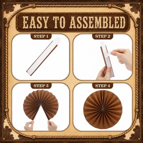 Image of Outus Party Decor Paper Fans Hanging Wall Decor,9 Pcs,Cowboy