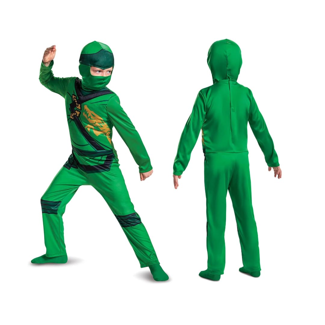 DISGUISE Official LEGO Ninjago Costume Kids, Ninja Costume Kids Boys Children, Lloyd Ninjago Costume Green, World Book Day Fancy Dress Up Suit Outfit