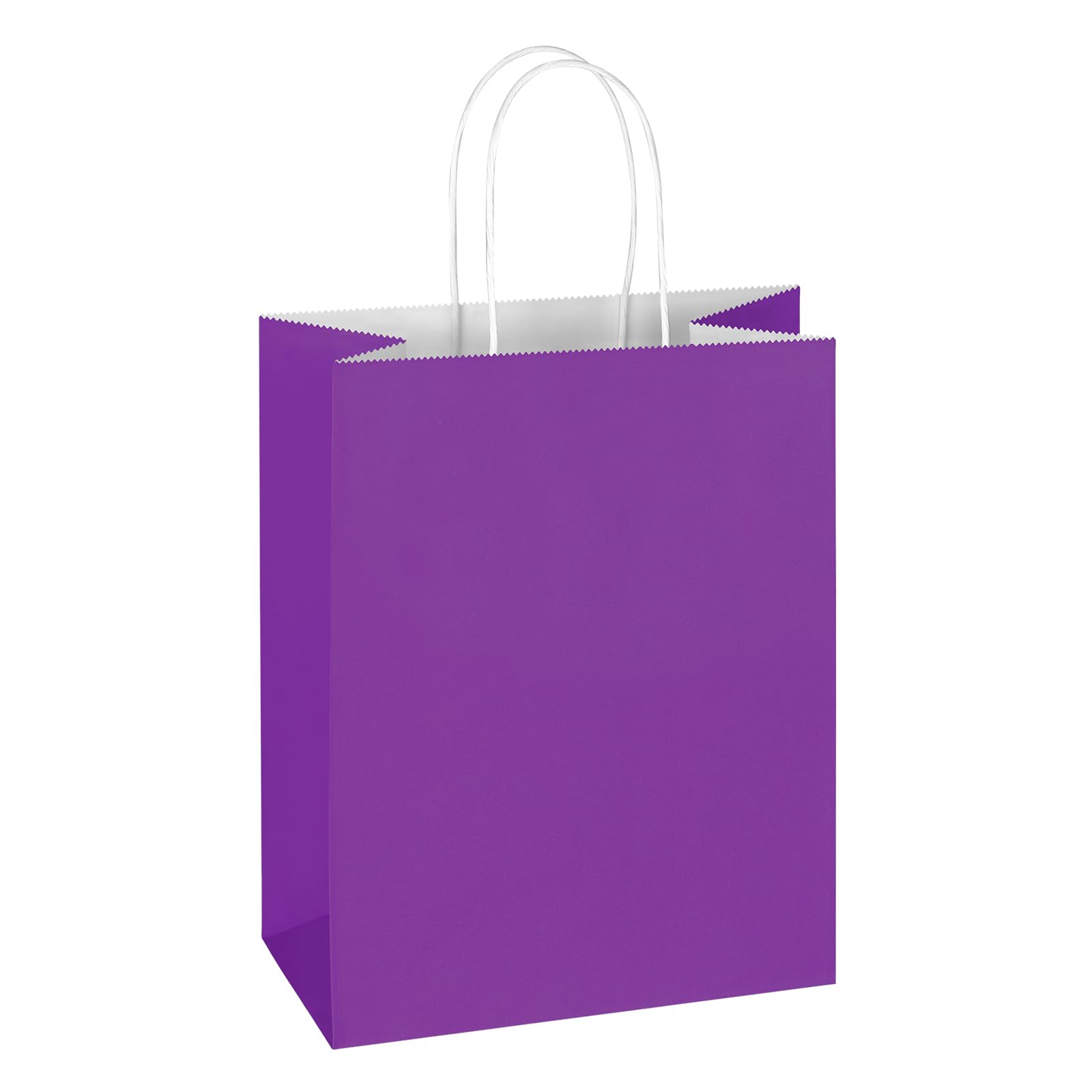 Mlyta 200 Pack 8x4.75x10 Inch Medium Purple Kraft Paper Gift Bags with Handles Bulk for Goodie Party Favor Brithday Grocery Shopping Business Wedding Retail Craft Treat To Go Return, Merchandise Sacks