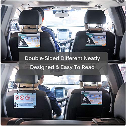 AutoEC Rideshare Sign Accessories, Five Star Rideshare Driver Rating Tip Signs, Large 9x6 Inch PVC Durable Display Share Driver Taxi Signs Card Hang Tag for Car Backseat Headrest (Pack of 3)