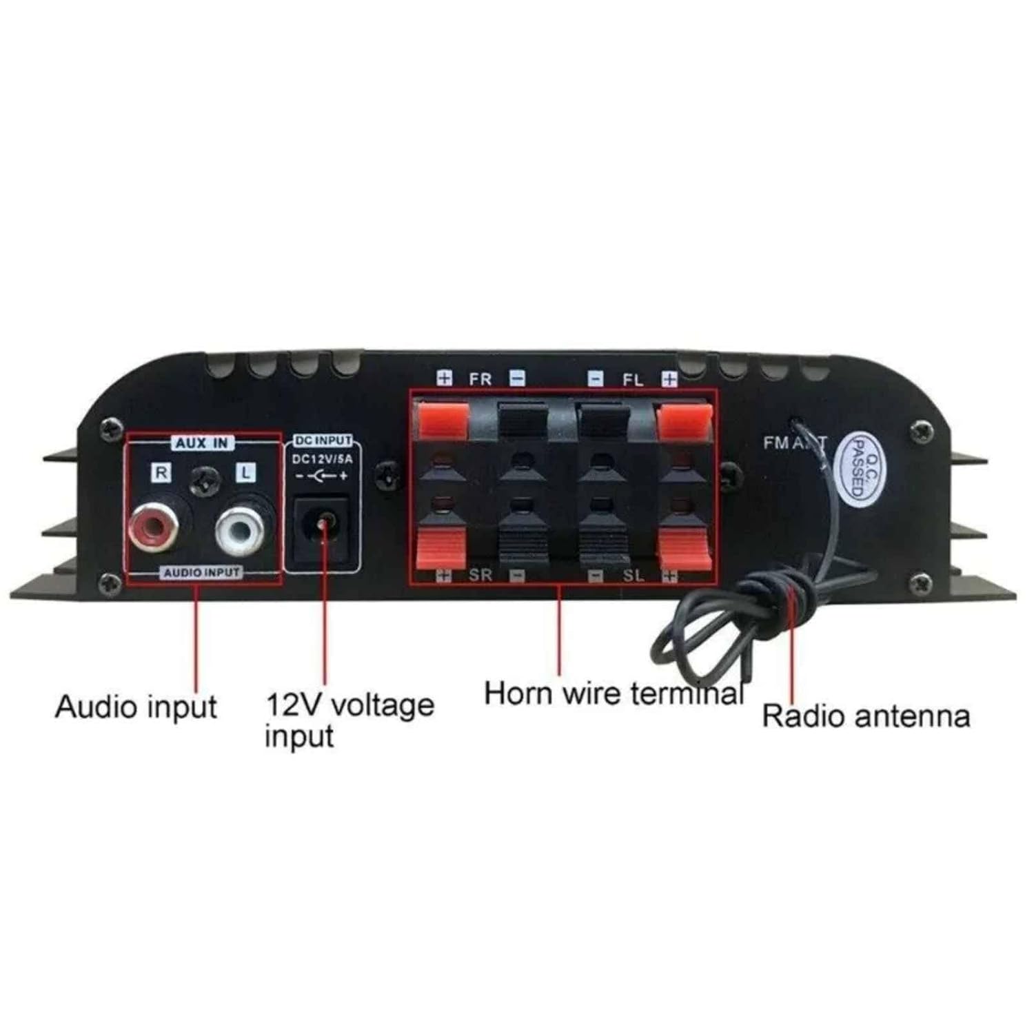 BT-998 ハイファイオーディオパワーアンプ 4チャンネル低歪み FMステレオラジオ対応 DC 12V デジタルミュージックアンプ
