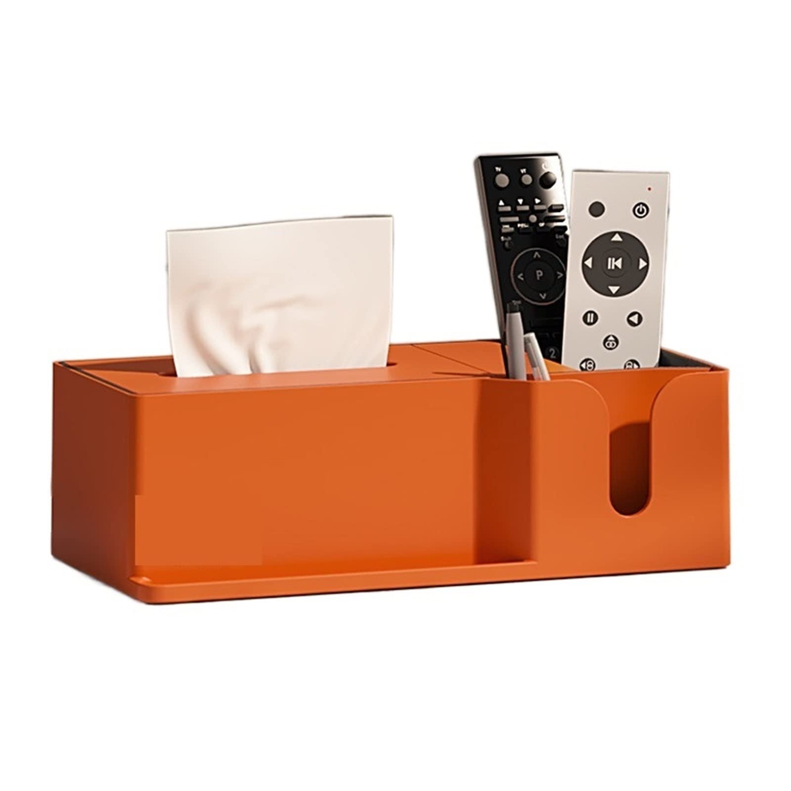 JINGYAN Portapañuelos de Papel Napkin Rack, Family Living Room, Dining, Multi-Function Remote Control Stationery, Paper Towel Box(Orange)