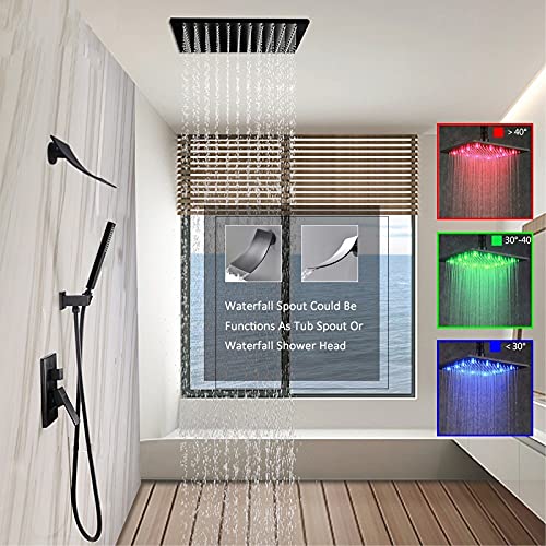 Ensemble complet de douche contre le calcaire mitigeur noir