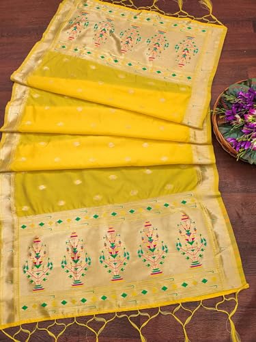 Image of DEVANGI Women's Woven Paithani Banarasi Silk Dupatta /Chunni For Women, Floral Print 1 Meter Wide and 2.3 Meter Length Printed Designer Dupatta /Chunni For Girls