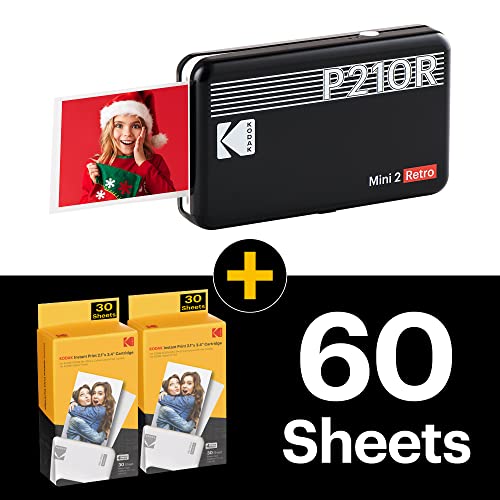 KODAK Mini 2 Retro 4PASS Portable Photo Printer (2.1x3.4 inches) + 68 Sheets Bundle, Black - Image 3