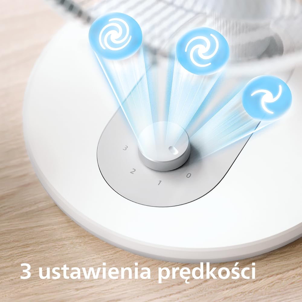 Wiatrak Philips z serii 1000, mocny i cichy, 35 dB(A), 3 ustawienia prędkości, obrotowy i odchylany, biały (CX1030/00)