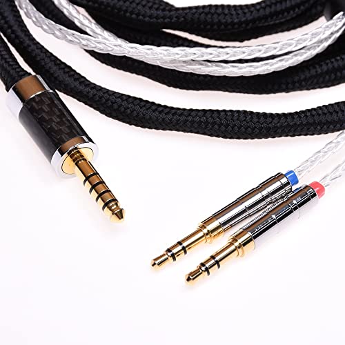 GAGACOCC Dual 3.5mm 16 Cores Silver Plated HiFi Cable for Hifiman Arya HE1000se HE5se HE6se HE4xx Denon AH-D7200 AH-D9200 Headphone Upgrade Cable Extension (6FT, 4.4mm Balanced Plug)