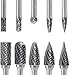 Carbide Burrs Sets 10 Pieces JESTUOUS 1/4 Inch Shank Diameter 5pcs 1/2 Head Diameter 5pcs 1/4 Head Diameter for Die Grinder Bits Grinding Cutting Porting