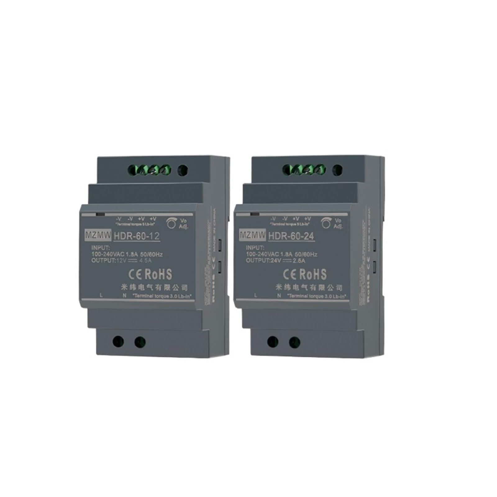 Zasilacz przełączany HDR na szynę DIN, seria 60 W AC na DC, 100-240 V AC, 12 V, 24 V DC, adapter oświetleniowy, transformator przemysłowy (24 V_60 W)