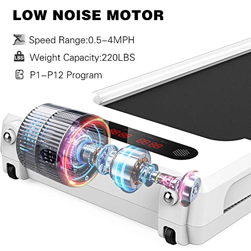 GOYOUTH 2 in 1 Under Desk Electric Treadmill Motorized Exercise Machine with Wireless Speaker, Remote Control and LED Display, Walking Jogging Machine for Home/Office Use