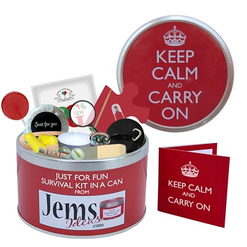 Keep Calm & Carry On Survival Kit In A Can. Humorous Novelty Fun Gift - Present & Card All In One. Birthday/Christmas/Retirement/Boss/Work Colleague/Good Luck/Leaving/Mum To Be/Dad To Be/New Baby/New Parents/Father's Day/Mother's Day/Valentine's Day/Graduation/New Home/Engagement/Wedding/New Job/Best Man/Bridesmaid/Anniversary. by Survival Kit In A Can Keep Calm & Carry On Survival Kit In A Can. Humorous Novelty Fun Gift - Present & Card All In One. Birthday/Christmas/Retirement/Boss/Work Colleague/Good Luck/Leaving/Mum To Be/Dad To Be/New Baby/New Parents/Father's Day/Mother's Day/Valentine's Day/Graduation/New Home/Engagement/Wedding/New Job/Best Man/Bridesmaid/Anniversary. by Survival Kit In A Can