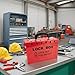 TAEGIQI Lockout Tagout Group Lock Box for OSHA Compliant,Red Portable Steel Box with 12 Locking Holes for Loto Procedures Lock Out Tag Out Station,B08