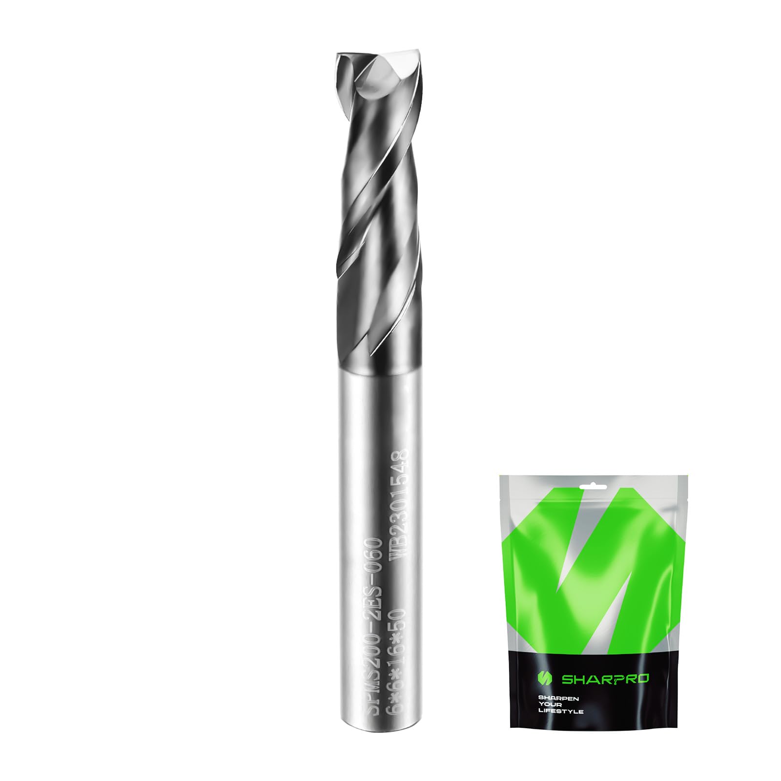 SHARPRO 6MM End Mills 6MM Shank, 2 Flute Carbide Square Endmill with AlCrN Coated, Upcut Spiral CNC Router Bits for Alloy Steel, Metal and Stainless