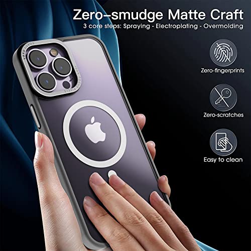 Image of eller sante Clear Armor MagPro for iPhone 14 Pro Case Cover, Shockproof, Scratch Resistant, Slim, Thin, Military-Grade Metal Ring Camera Protection, Compatible with MagSafe Back Cover - Black