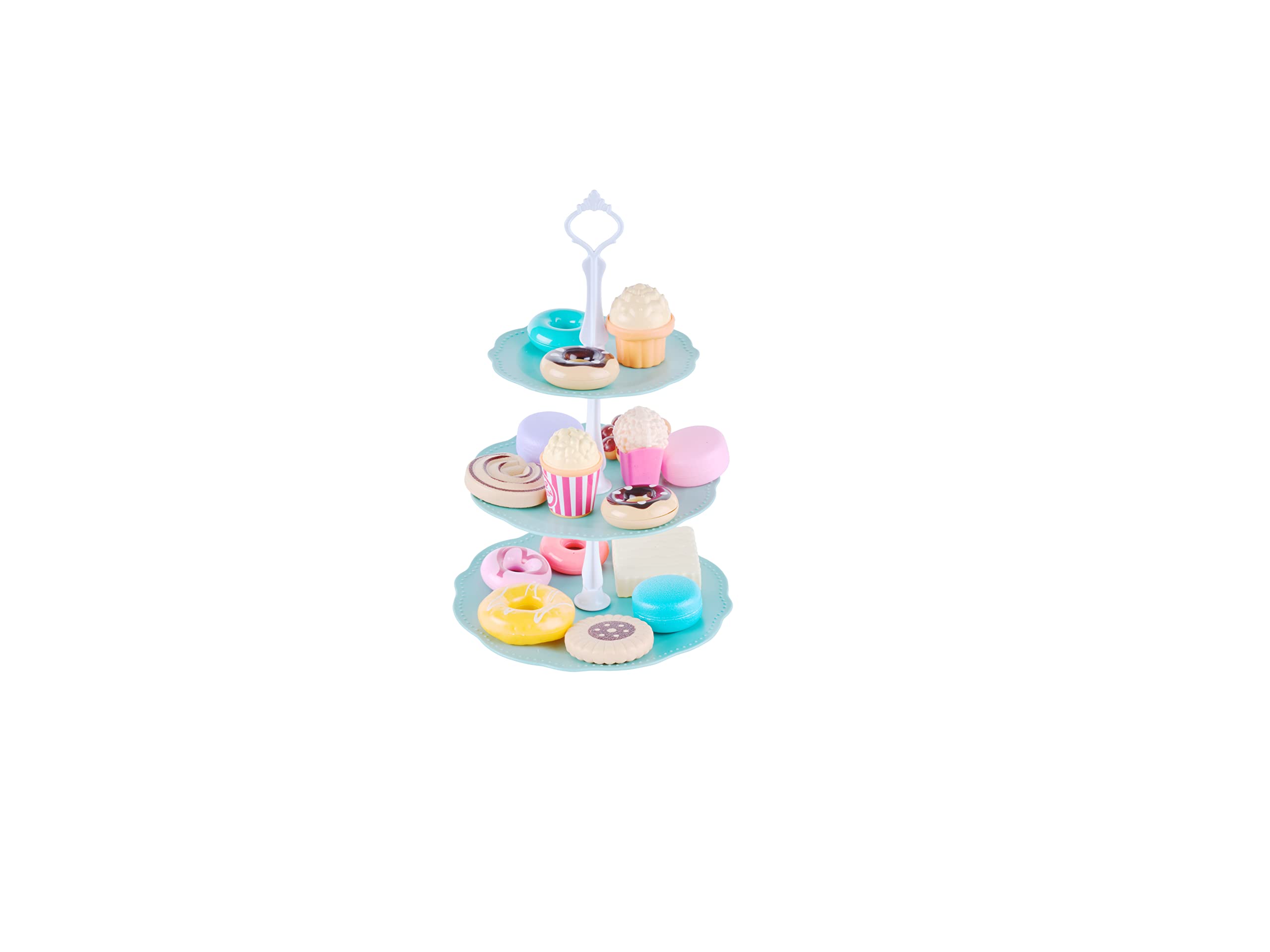 Jewelkeeper Regenbogen Einhorn Design Teeservice Set - 42-teiliges Zinn Tee Set für Kinder mit Lebensmitteln & Tragekoffer, Englisches Spielgeschirr für die Kinderküche